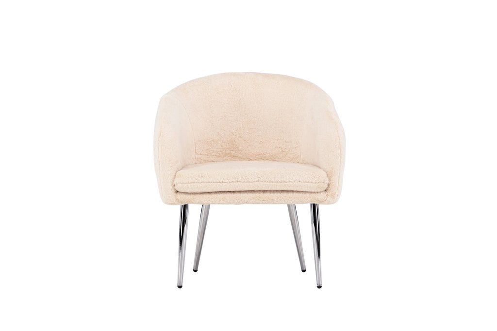 Wanda fåtölj beige fuskpäls