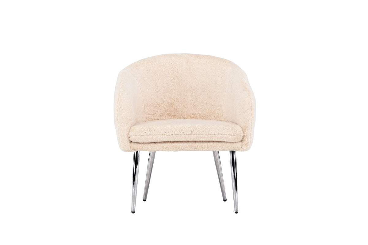 Wanda fåtölj beige fuskpäls
