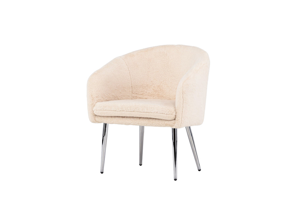 Wanda fåtölj beige fuskpäls