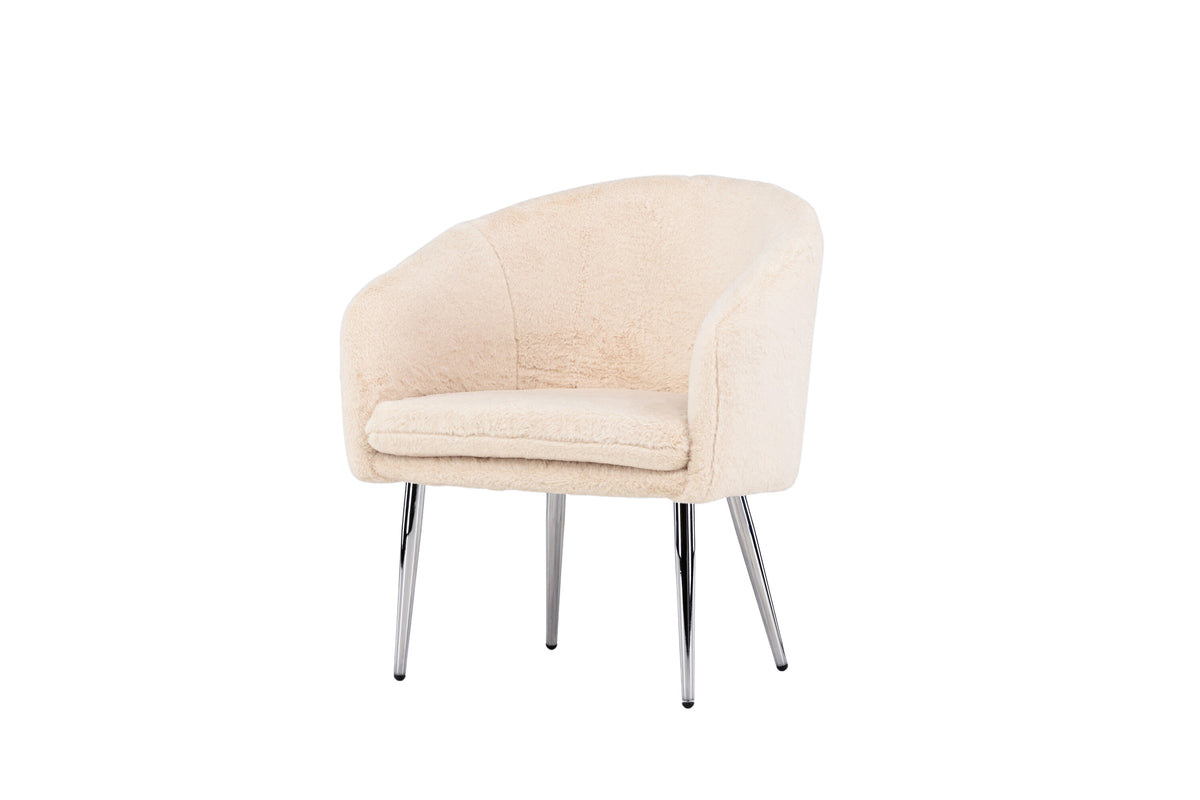 Wanda fåtölj beige fuskpäls