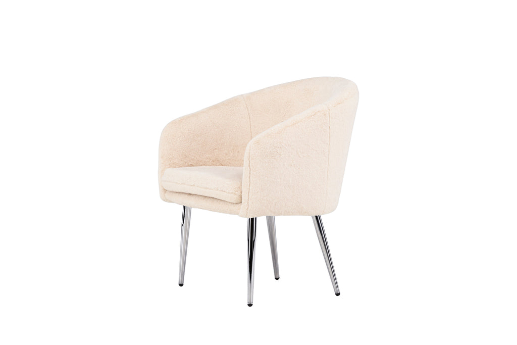 Wanda fåtölj beige fuskpäls