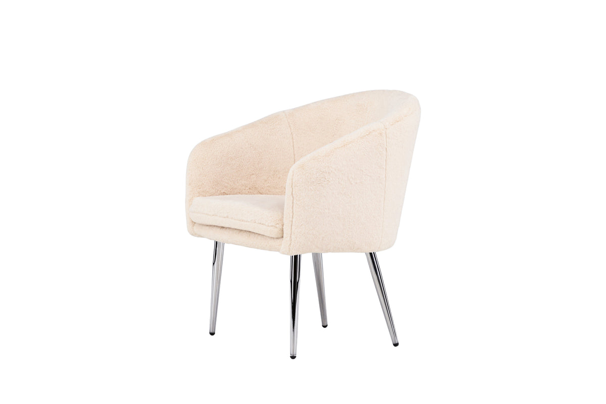 Wanda fåtölj beige fuskpäls