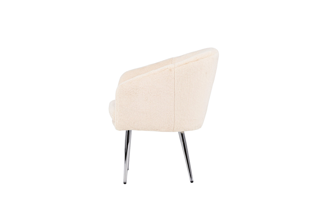 Wanda fåtölj beige fuskpäls