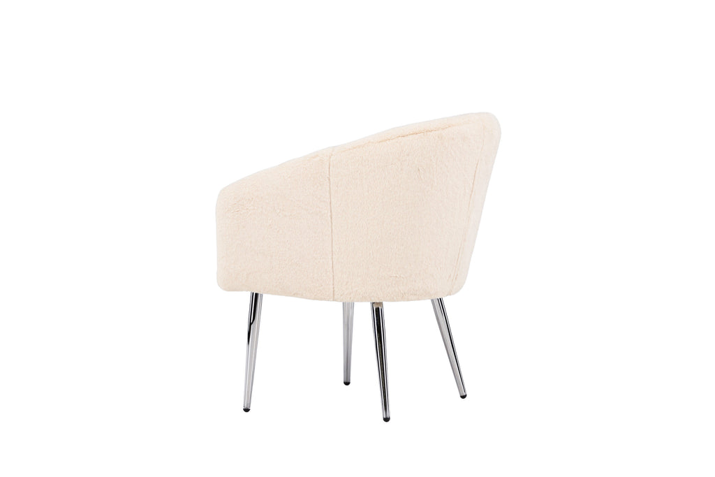 Wanda fåtölj beige fuskpäls
