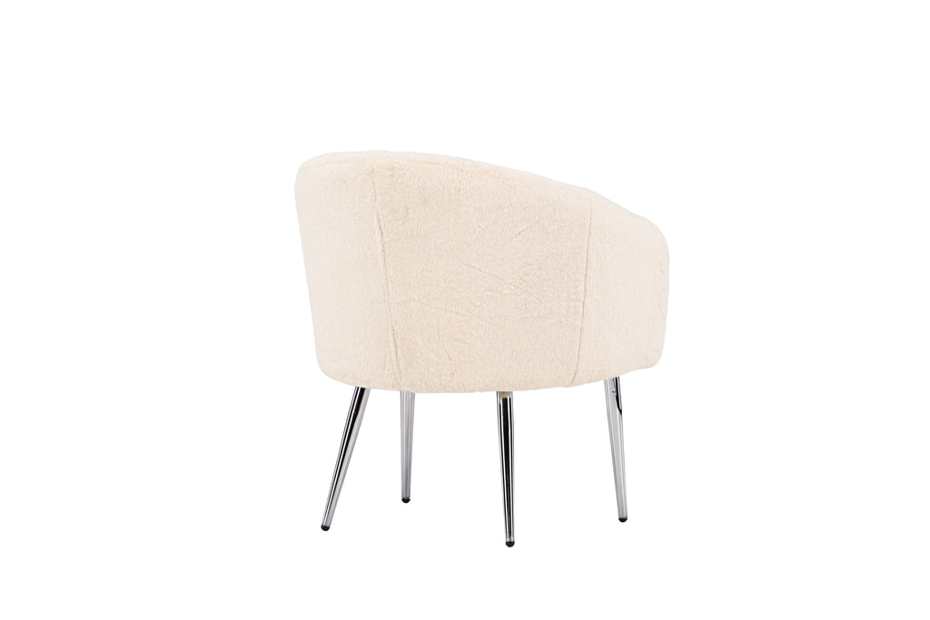 Wanda fåtölj beige fuskpäls