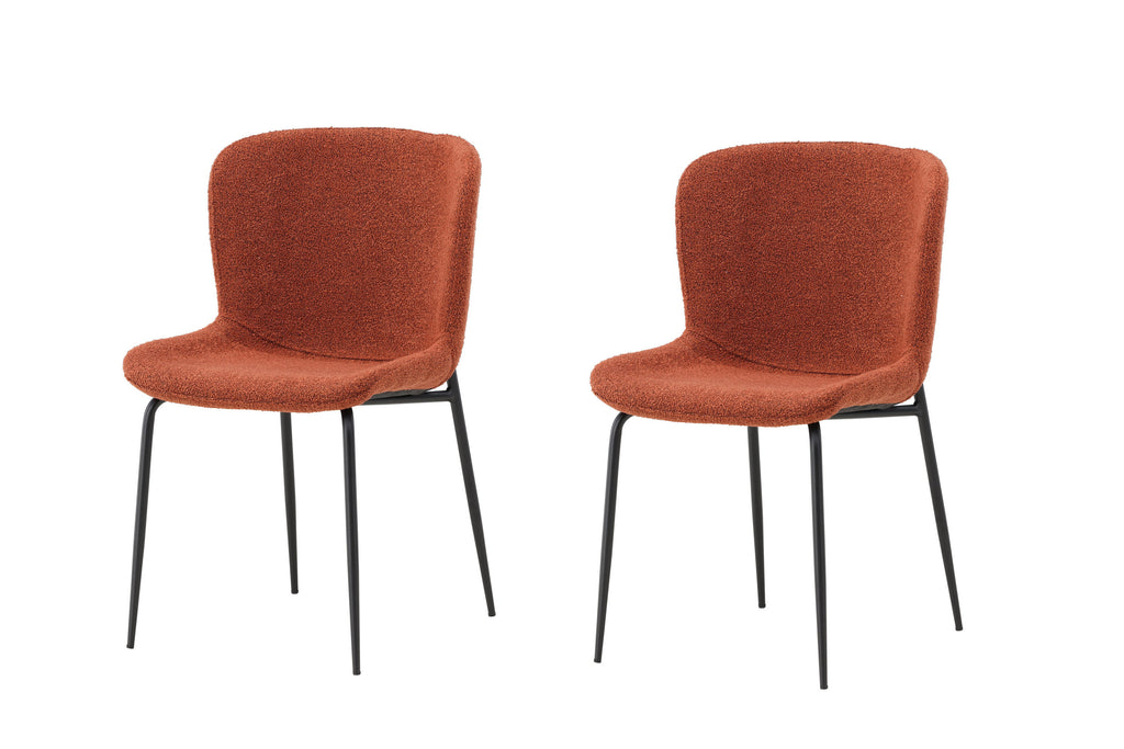 Modesto matstol 2-pack röd bouclé med svarta ben