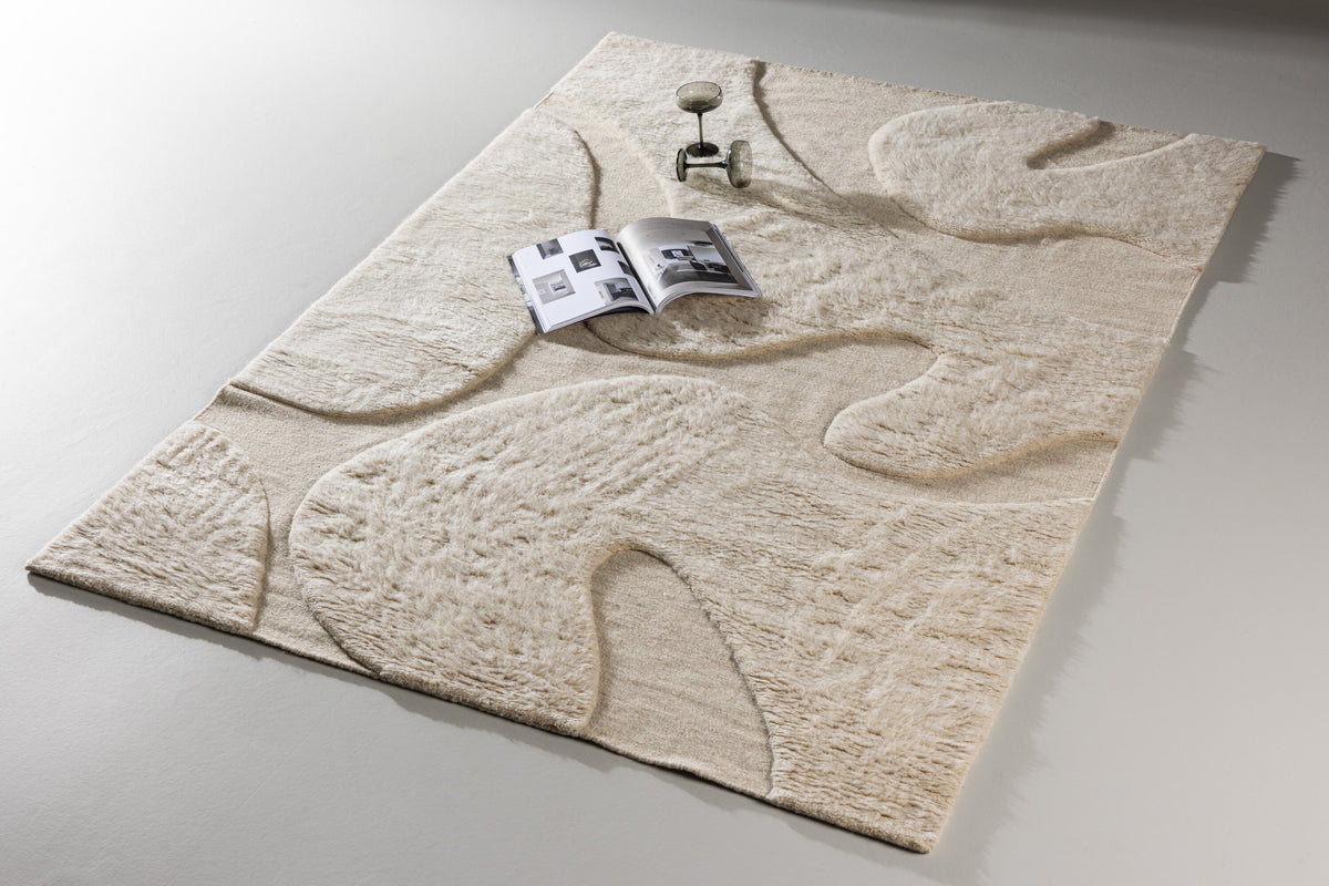 Boone rektangulär matta 290x200 cm beige ull och bomull