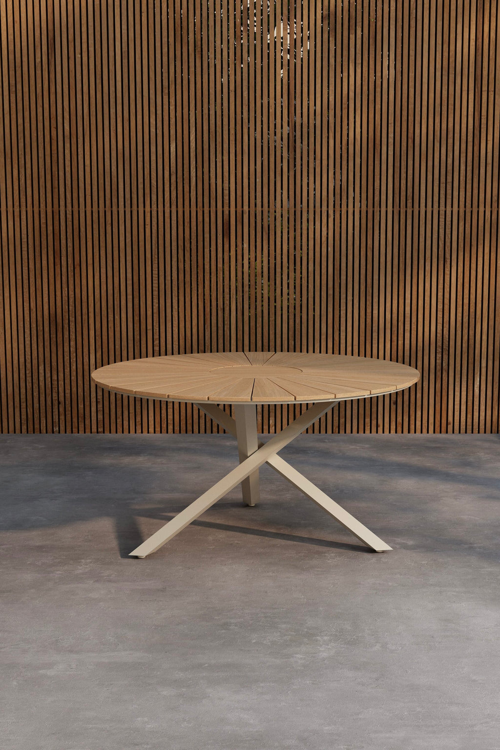 Mexico runt matbord Ø140 cm beige aluminium/teak