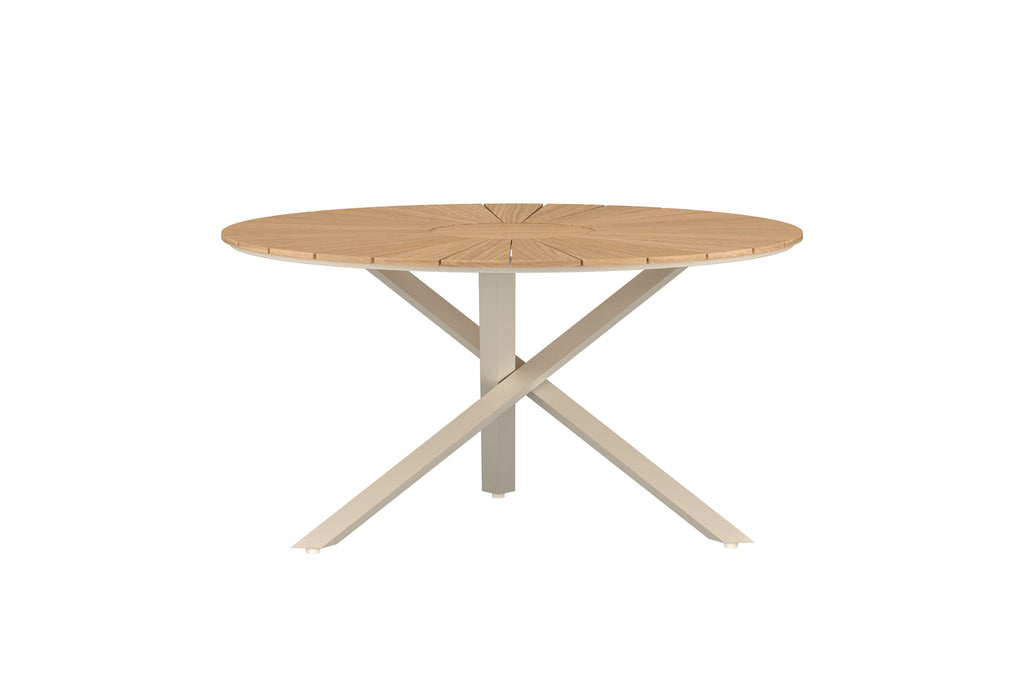 Mexico runt matbord Ø140 cm beige aluminium/teak