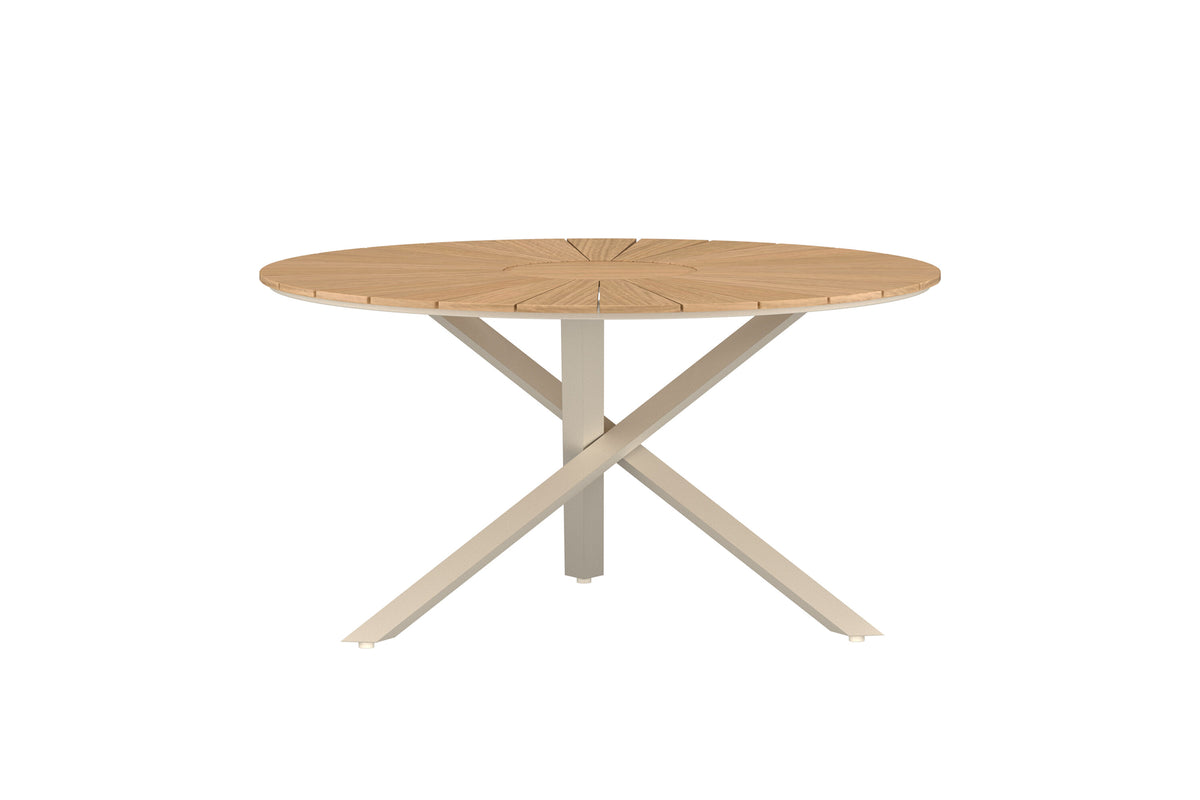 Mexico runt matbord Ø140 cm beige aluminium/teak