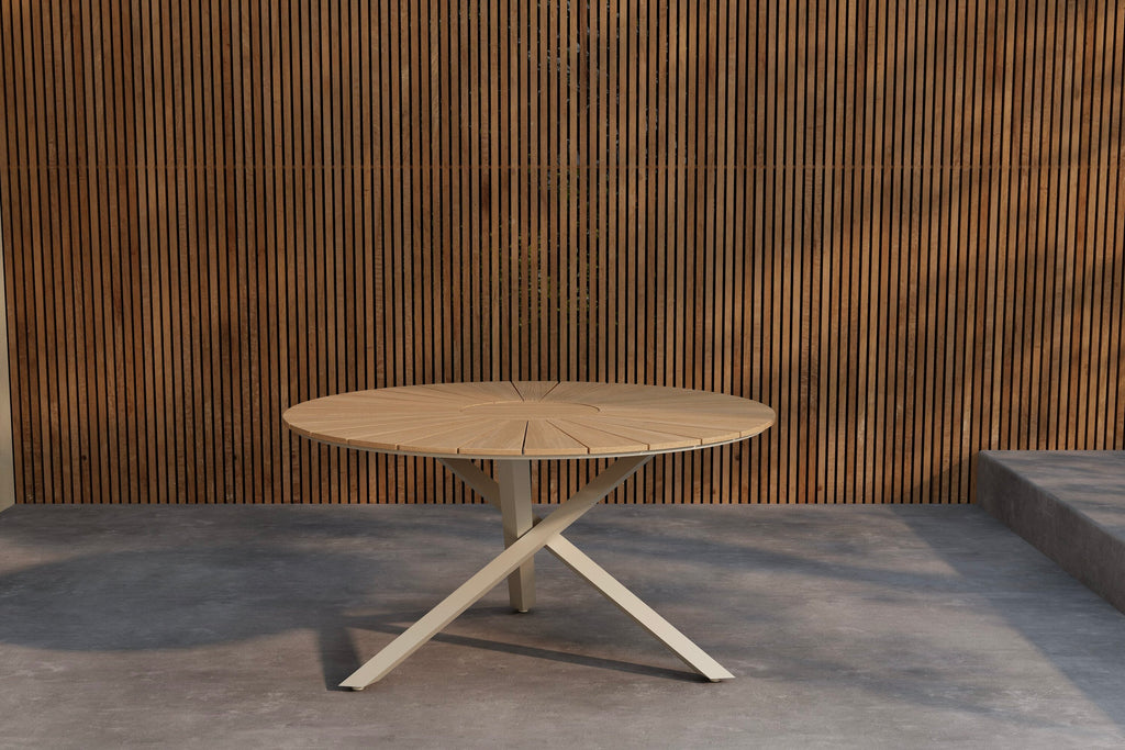 Mexico runt matbord Ø140 cm beige aluminium/teak