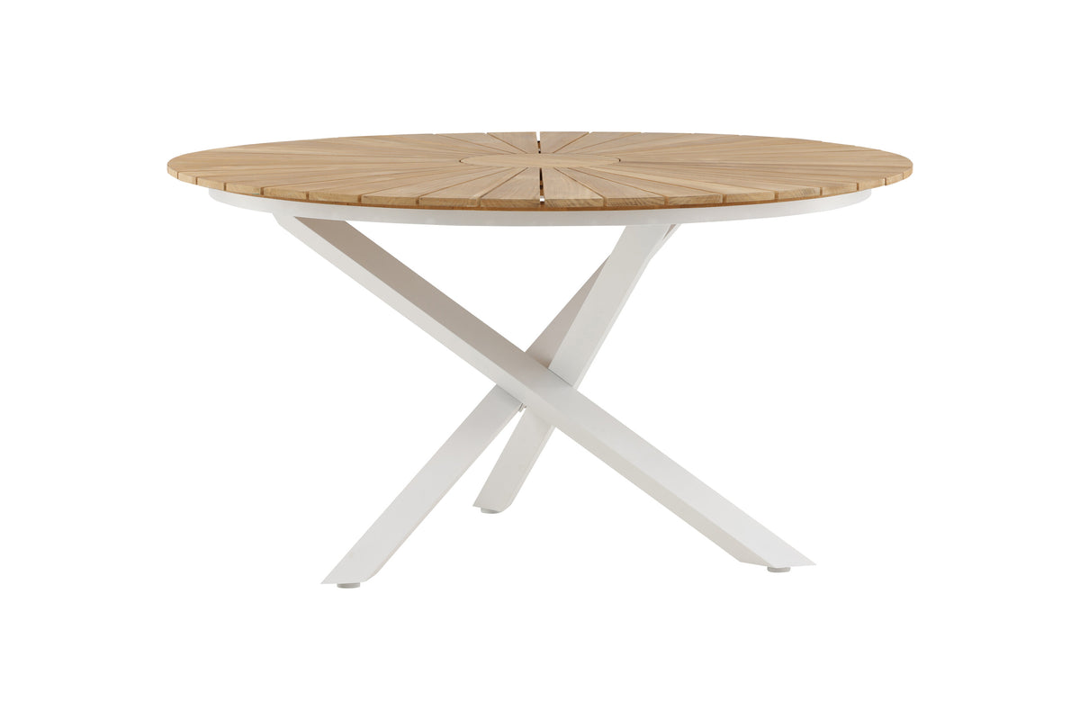 Mexico runt matbord Ø 140 cm vitt/teak