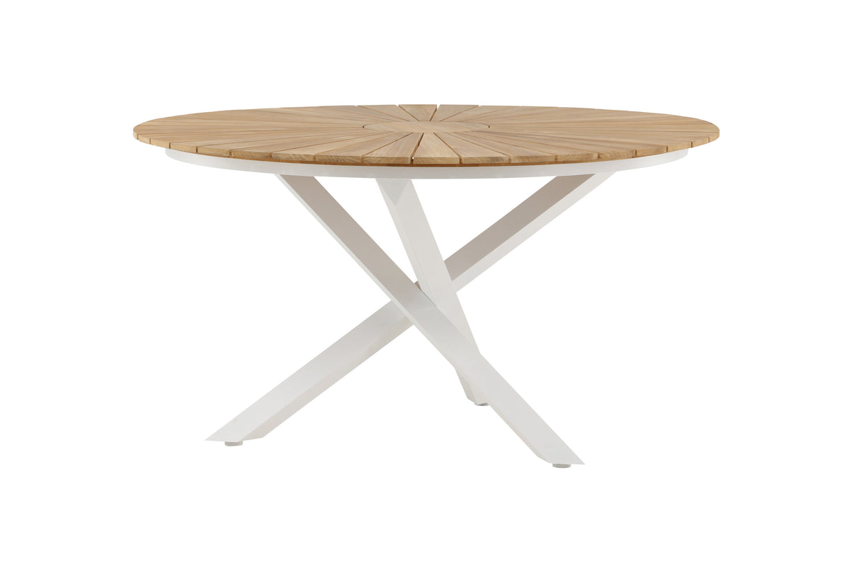 Mexico runt matbord Ø 140 cm vitt/teak