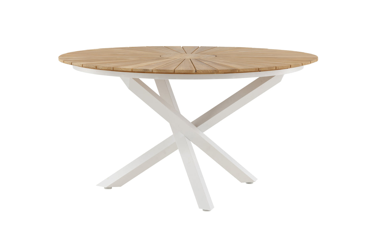 Mexico runt matbord Ø 140 cm vitt/teak