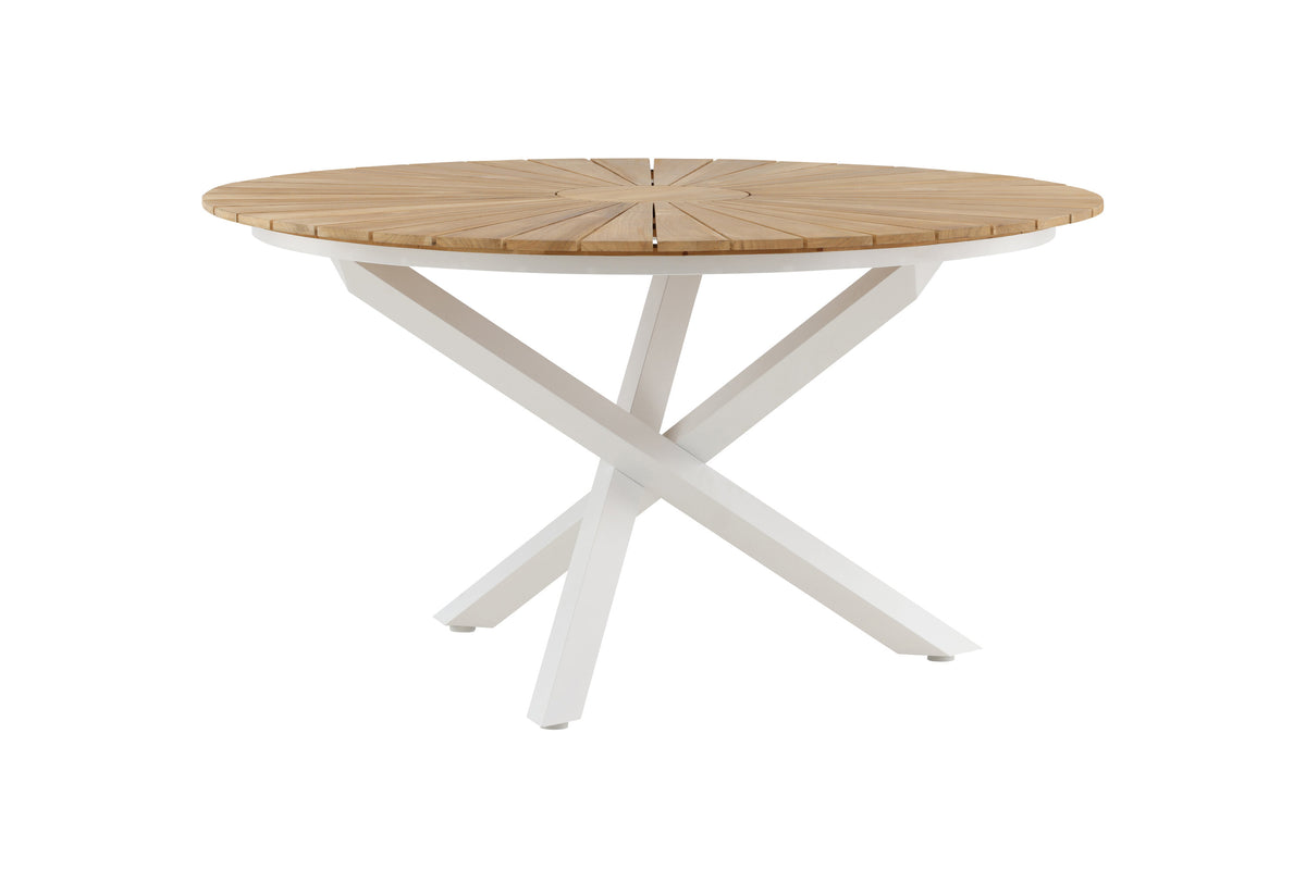 Mexico runt matbord Ø 140 cm vitt/teak