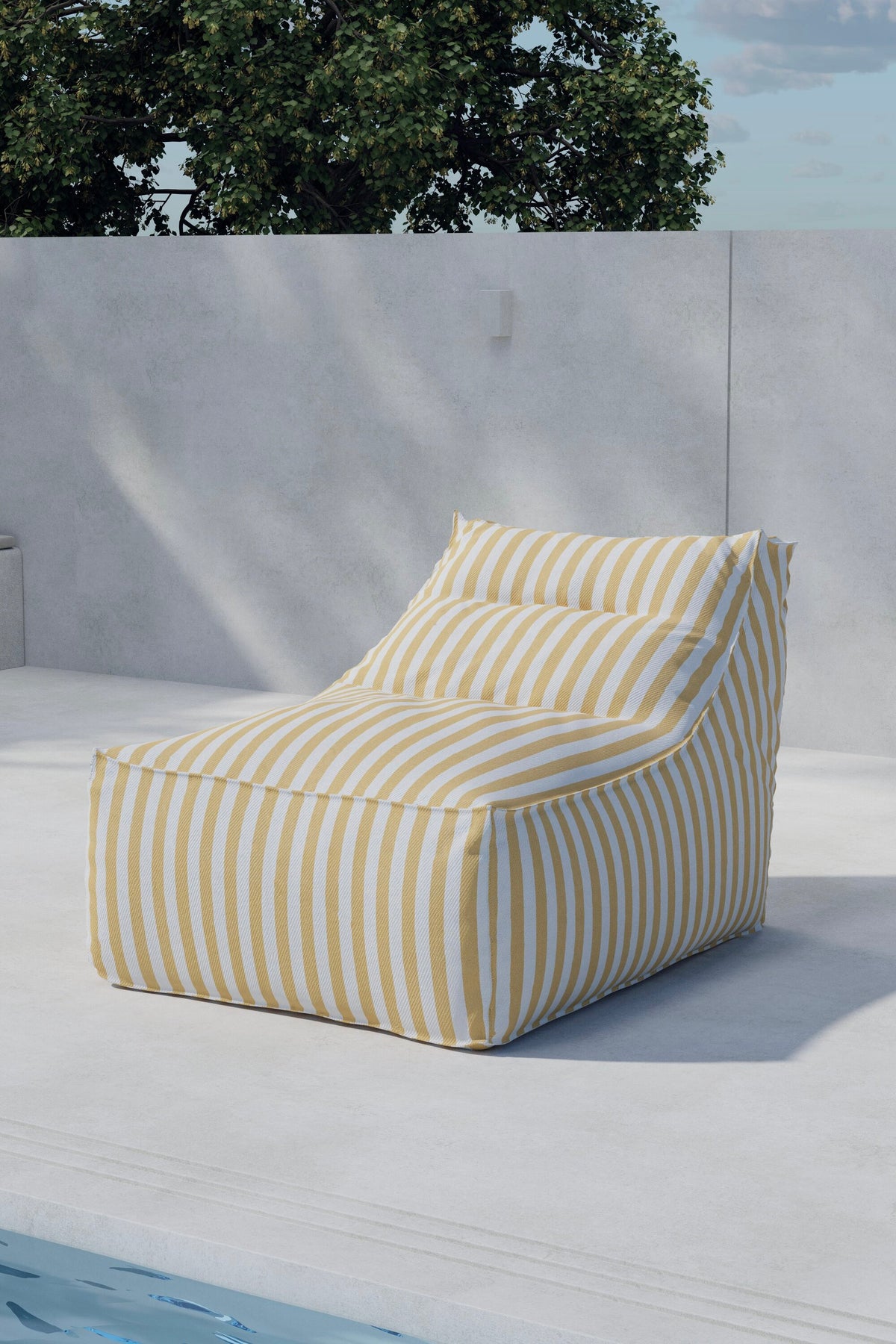 Redang sittsäck 118x94x83 cm vit- och gulrandig
