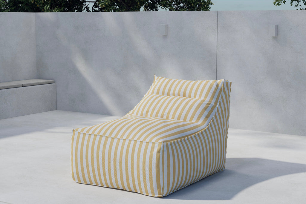 Redang sittsäck 118x94x83 cm vit- och gulrandig