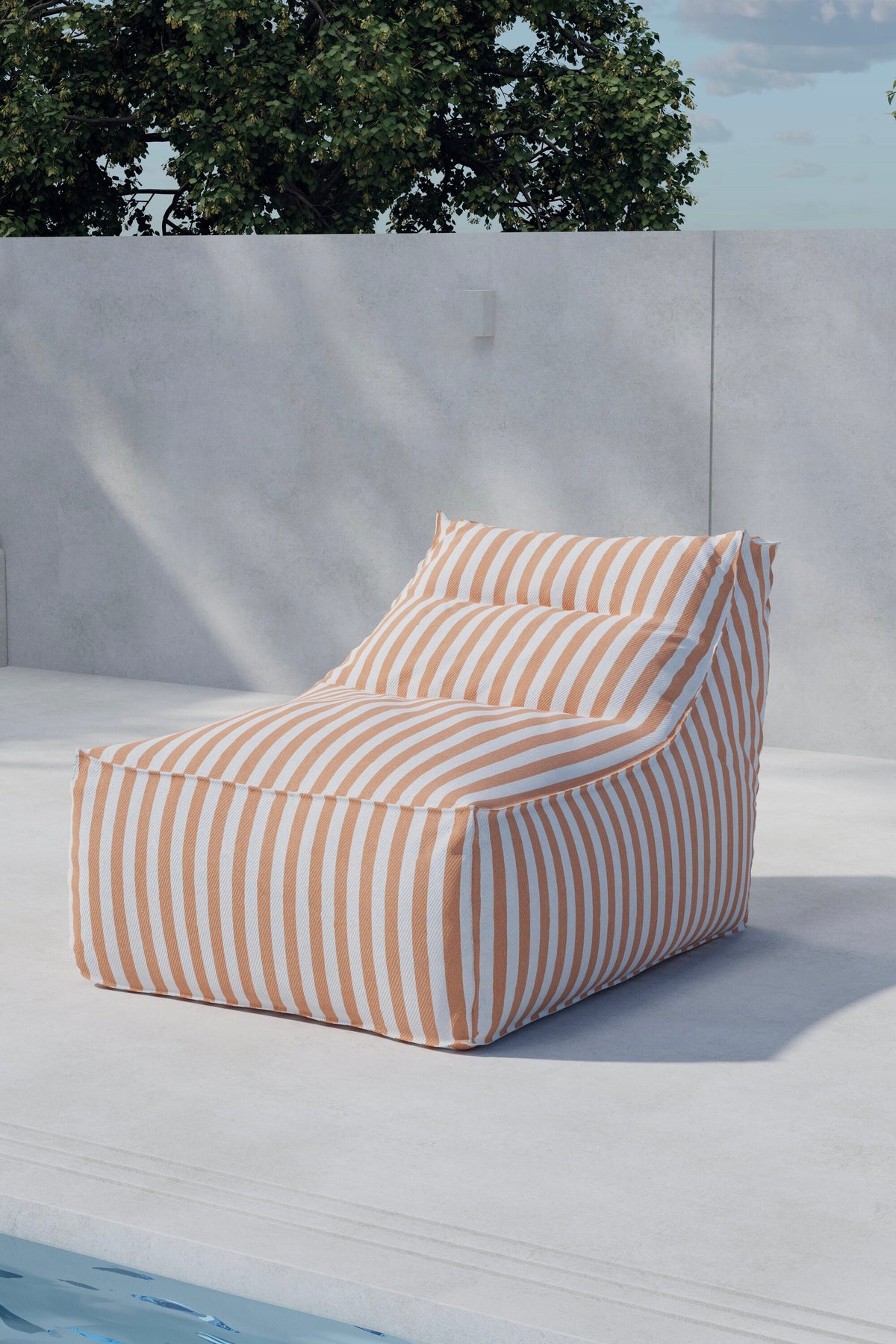 Redang sittsäck 118x94x83 cm vit- och persikofärgat randig