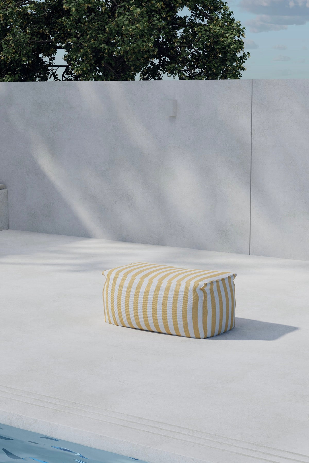 Redang fotpall 75x40x33 cm vit- och gulrandigt tyg