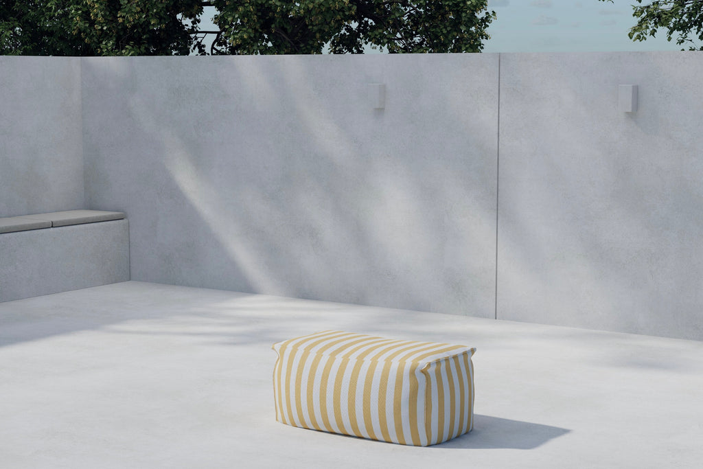 Redang fotpall 75x40x33 cm vit- och gulrandigt tyg