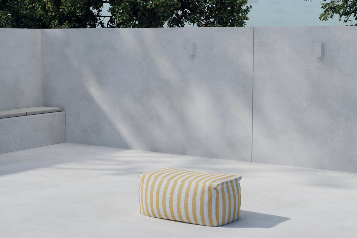 Redang fotpall 75x40x33 cm vit- och gulrandigt tyg