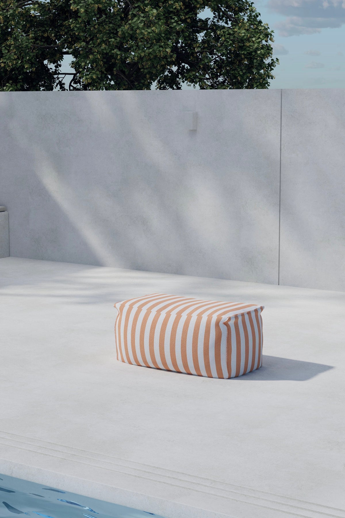 Redang fotpall 75x40x33 cm vit- och persikorandigt tyg
