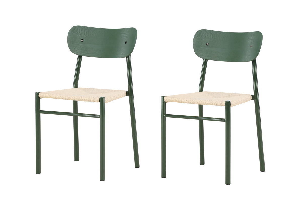 Polly matstol 2-pack naturfärgat rep med gröna ben