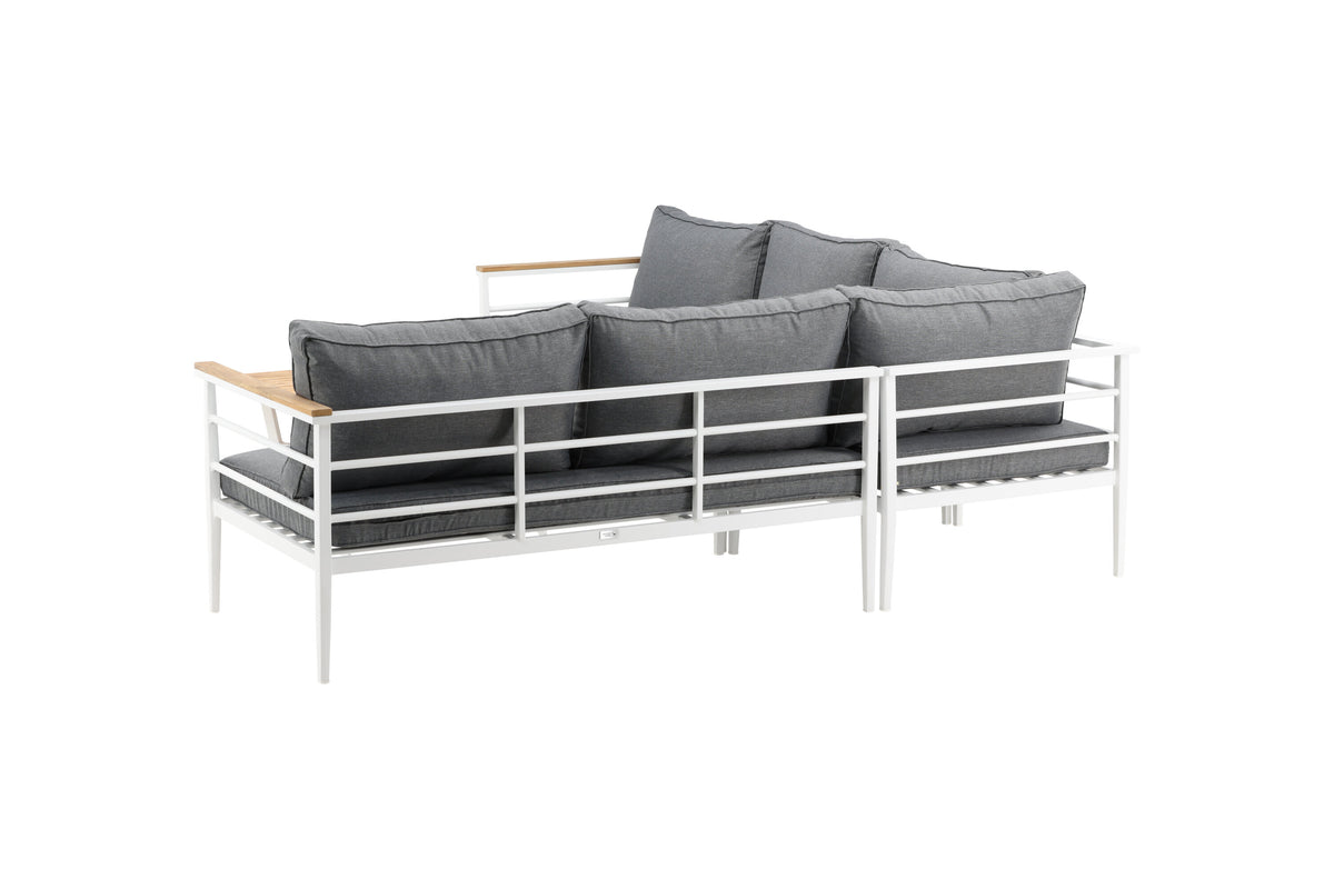 Mexico hörnsoffgrupp i vit aluminium och teak
