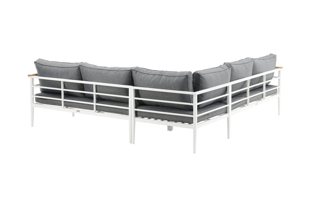 Mexico hörnsoffgrupp i vit aluminium och teak
