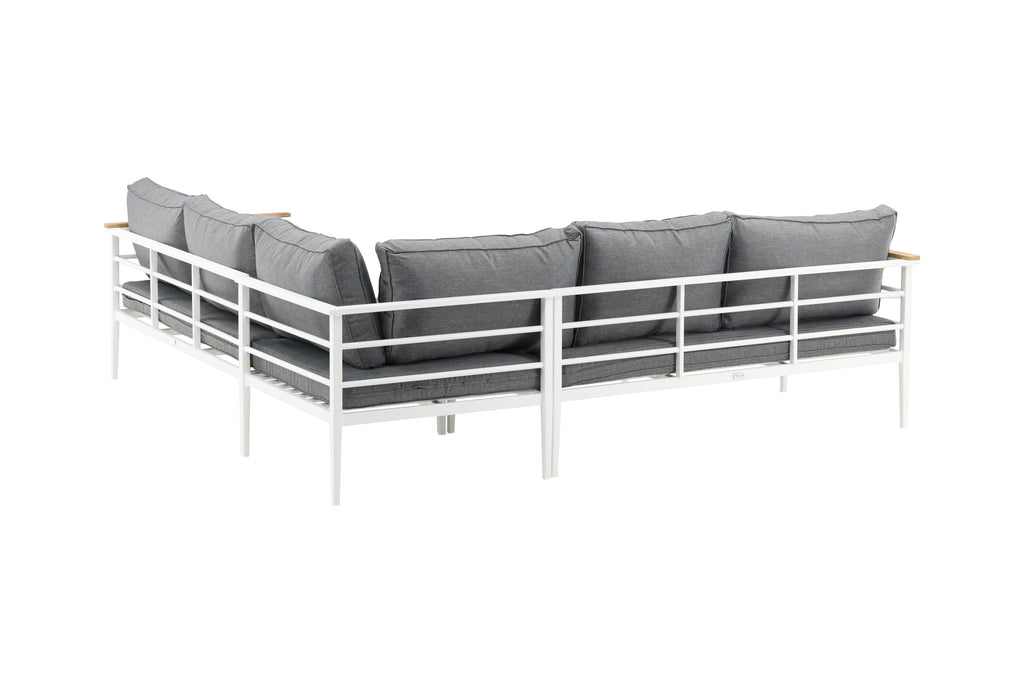 Mexico hörnsoffgrupp i vit aluminium och teak