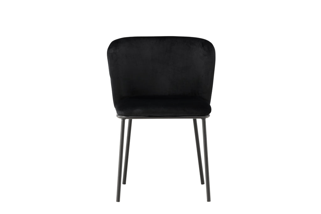 Edina matstol 2-pack svart sammet med svarta stålben