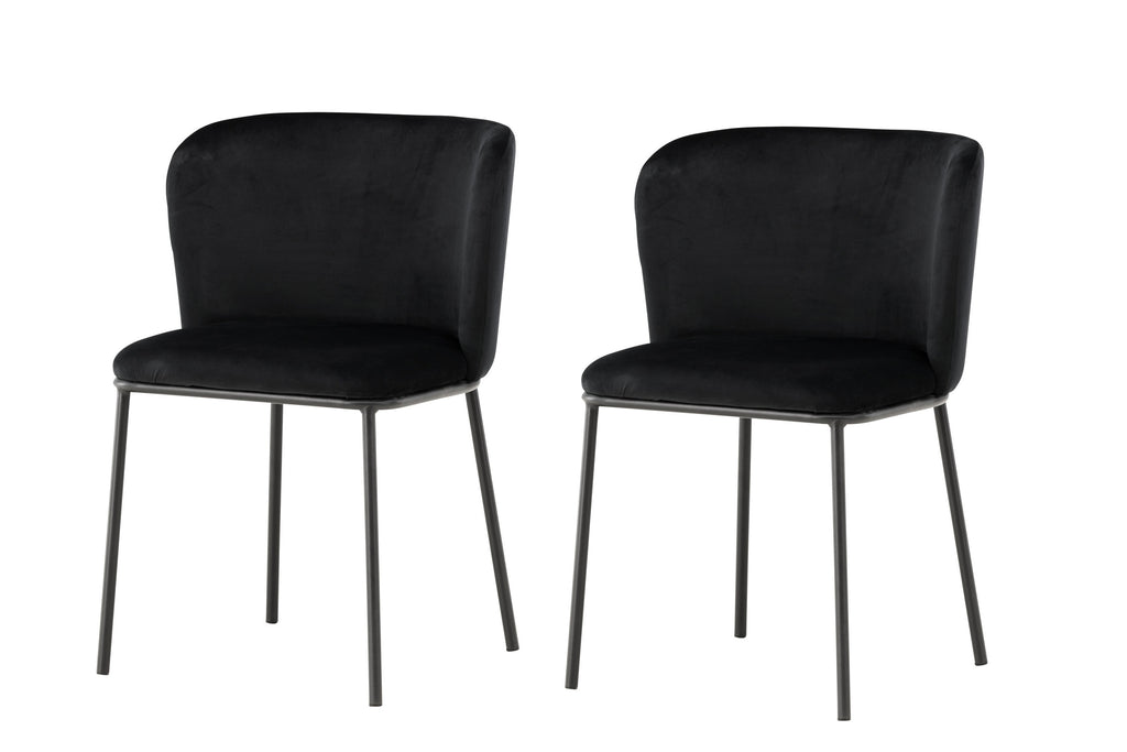 Edina matstol 2-pack svart sammet med svarta stålben