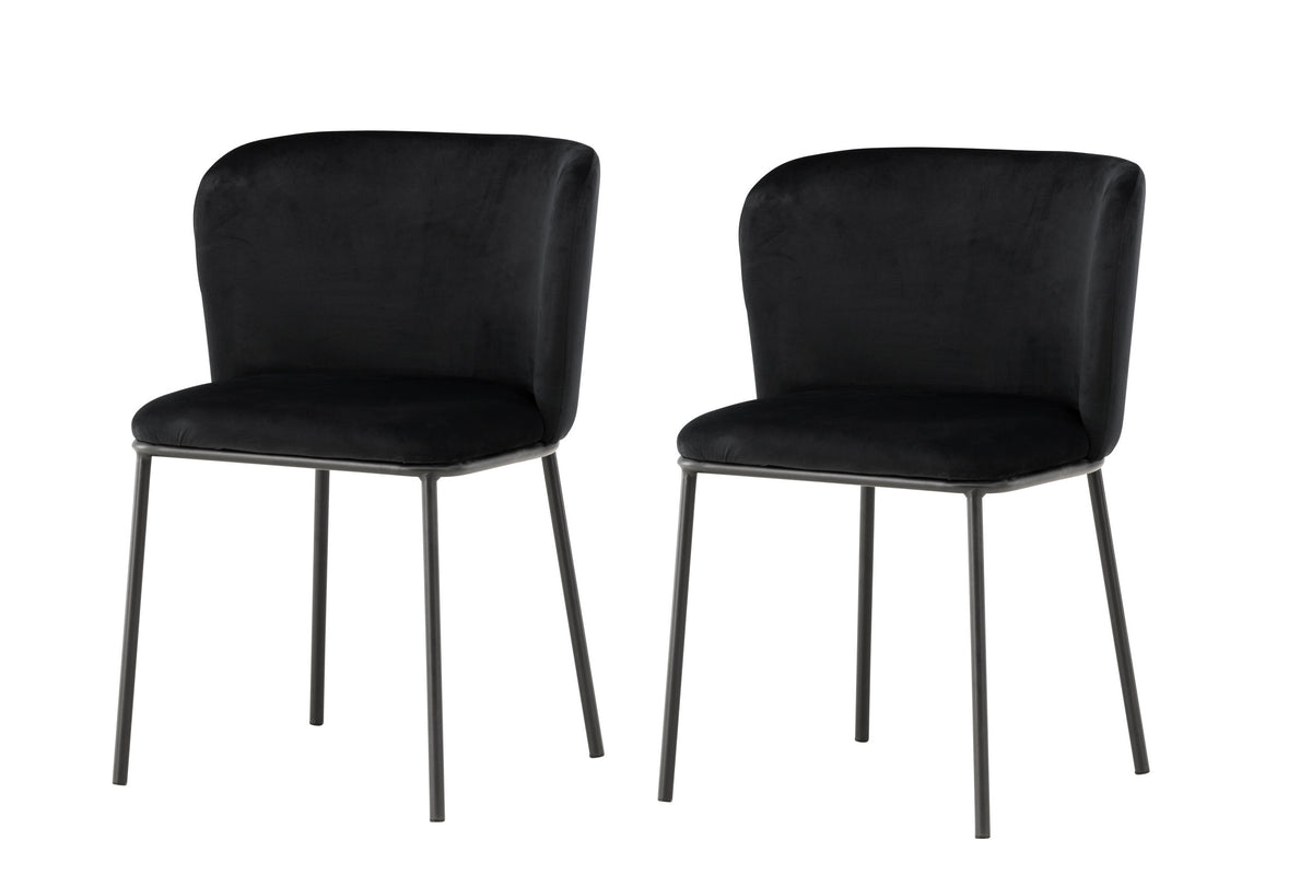 Edina matstol 2-pack svart sammet med svarta stålben