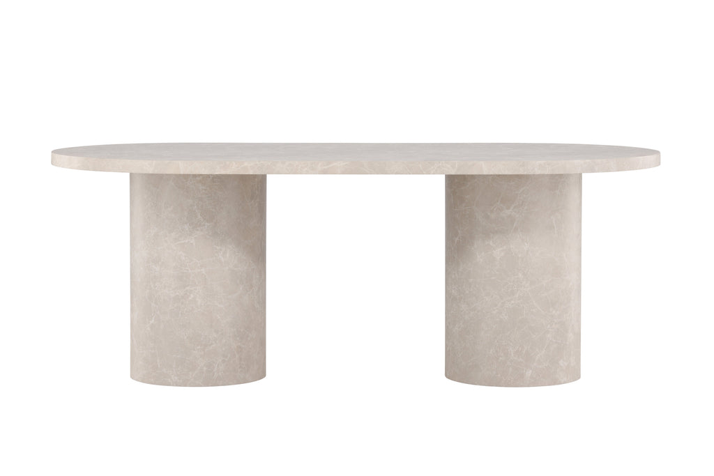 Narvik ovalt matbord 100x200 cm beige med marmormönster