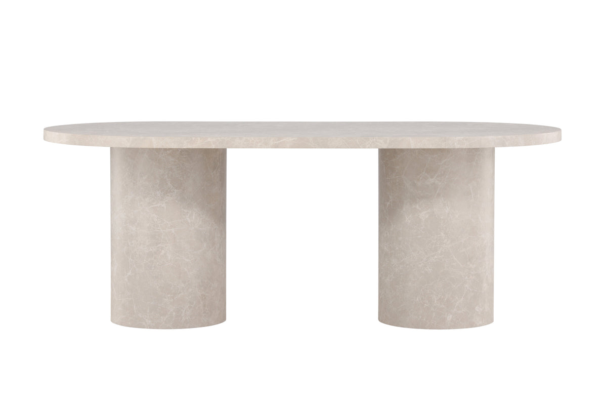 Narvik ovalt matbord 100x200 cm beige med marmormönster