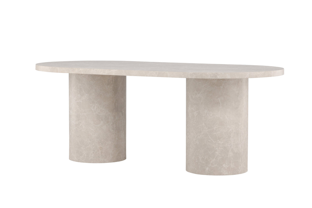 Narvik ovalt matbord 100x200 cm beige med marmormönster