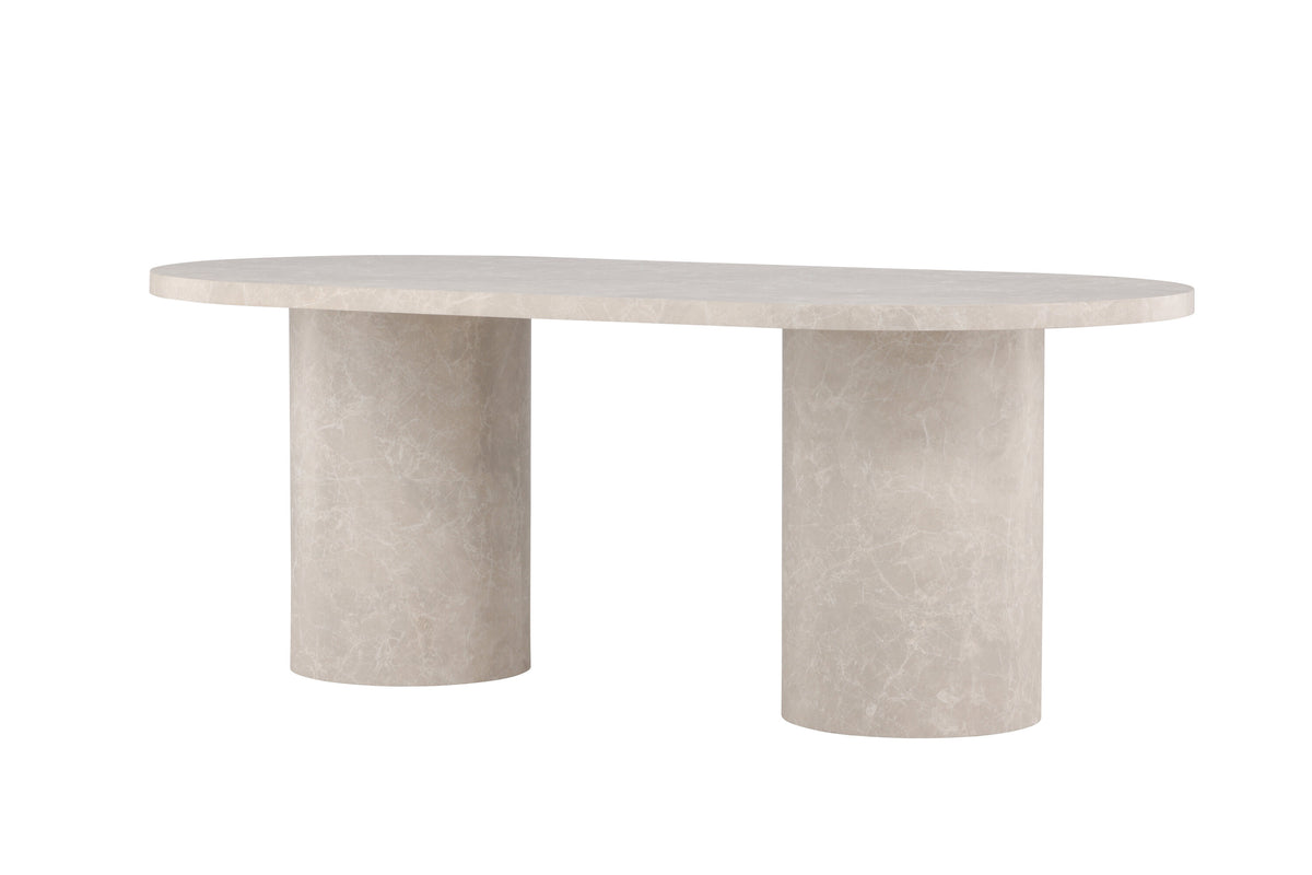 Narvik ovalt matbord 100x200 cm beige med marmormönster