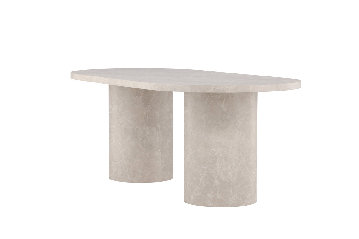 Narvik ovalt matbord 100x200 cm beige med marmormönster