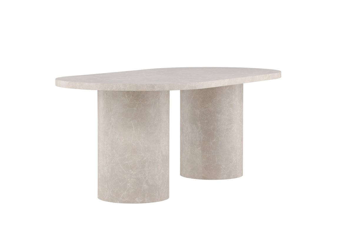Narvik ovalt matbord 100x200 cm beige med marmormönster