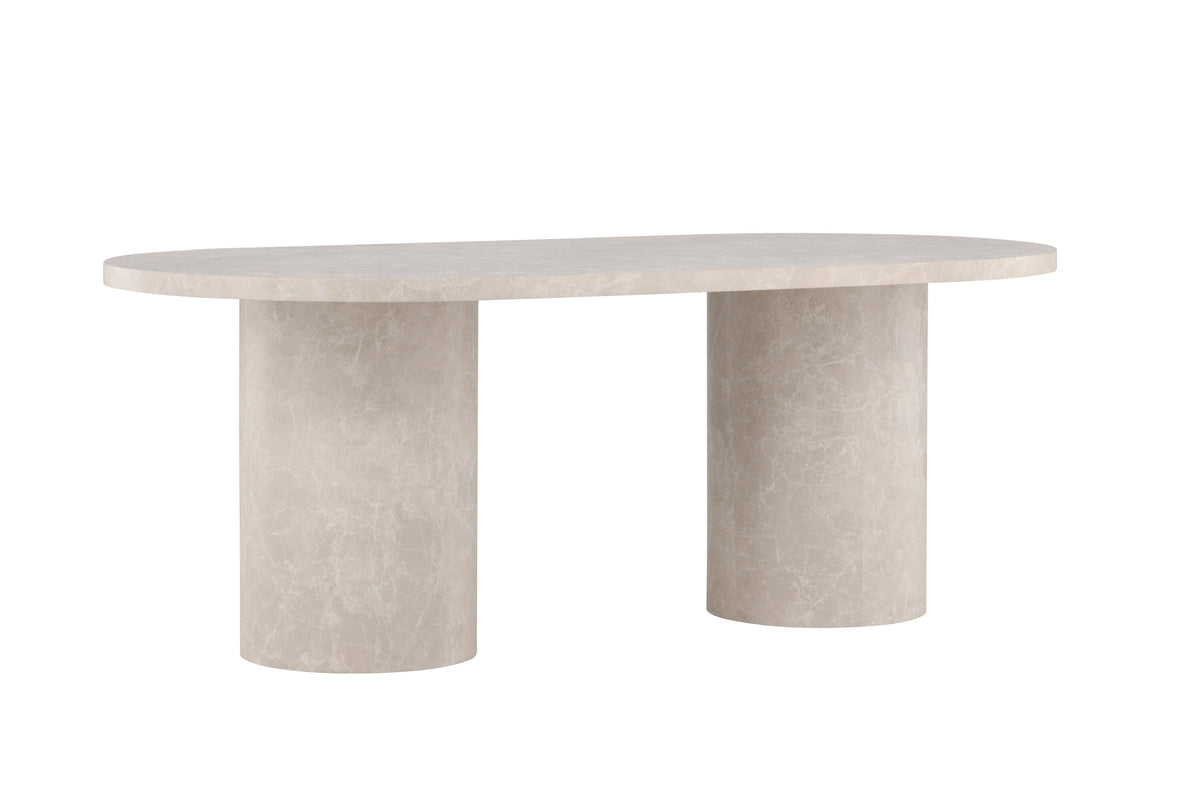 Narvik ovalt matbord 100x200 cm beige med marmormönster