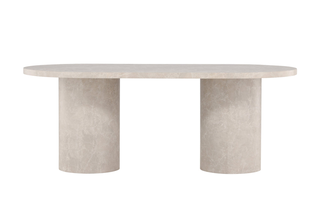 Narvik ovalt matbord 100x200 cm beige med marmormönster