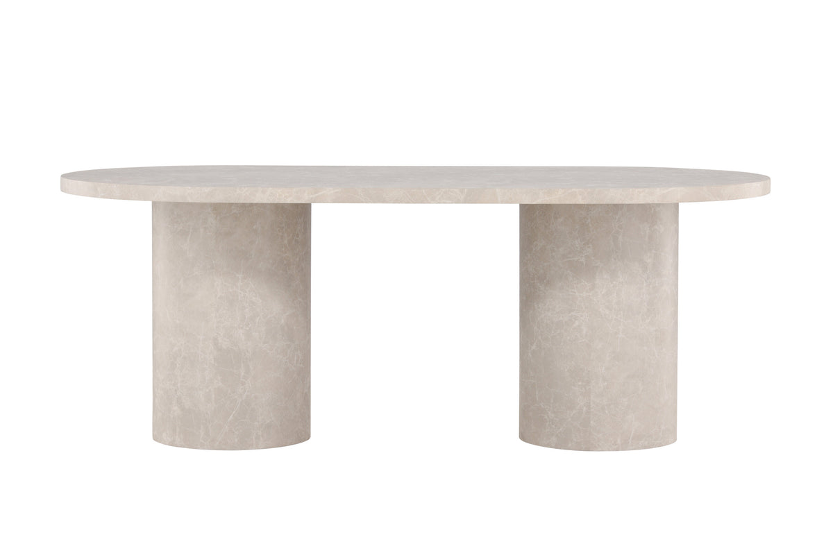 Narvik ovalt matbord 100x200 cm beige med marmormönster