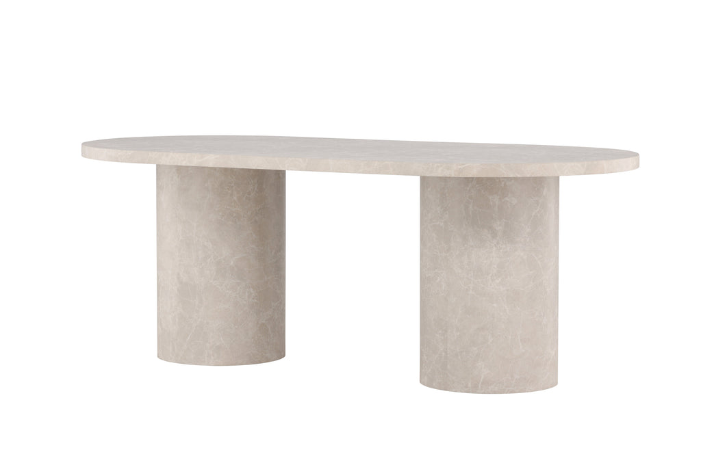 Narvik ovalt matbord 100x200 cm beige med marmormönster