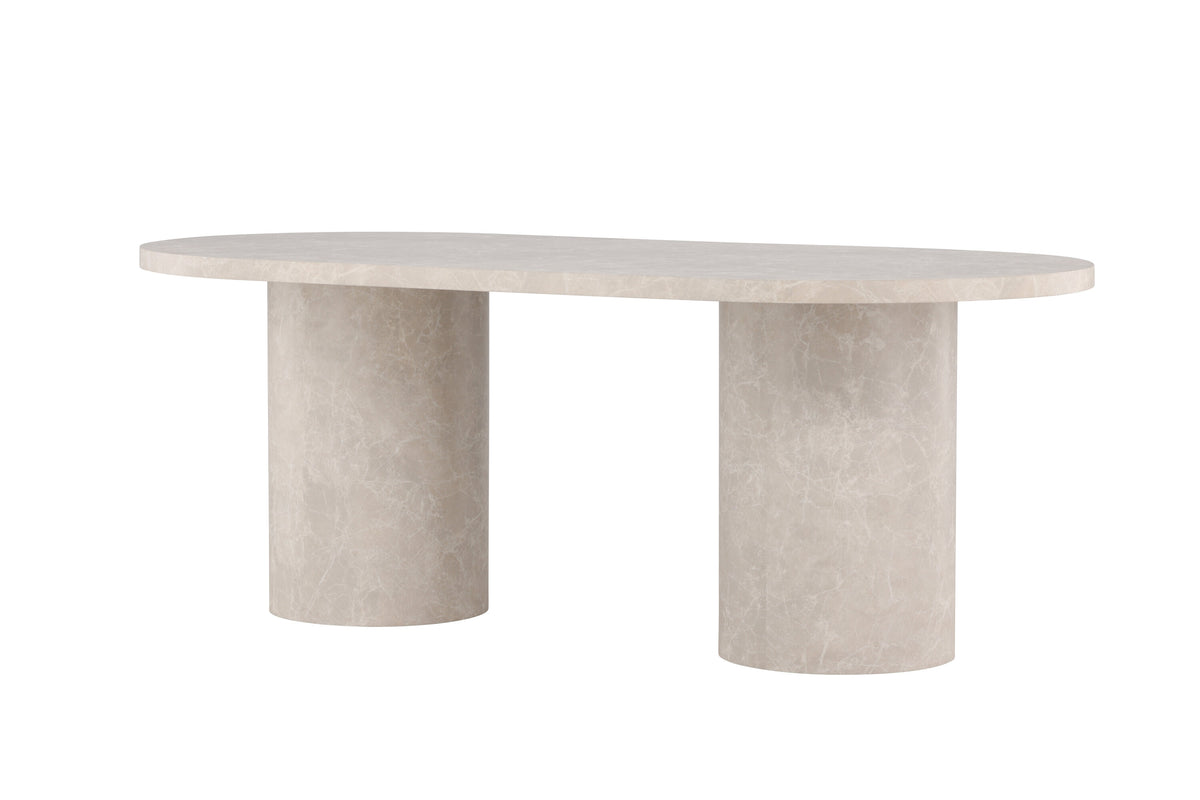 Narvik ovalt matbord 100x200 cm beige med marmormönster