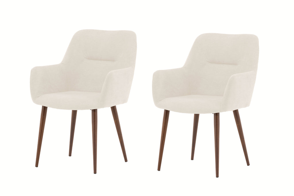 Tomorrow matstol 2-pack mockabrun och beige tyg med linnestruktur