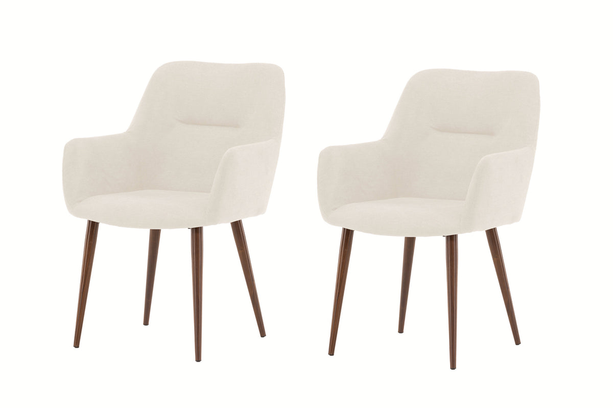 Tomorrow matstol 2-pack mockabrun och beige tyg med linnestruktur