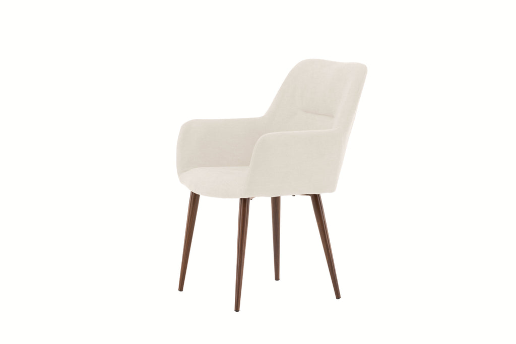 Tomorrow matstol 2-pack mockabrun och beige tyg med linnestruktur