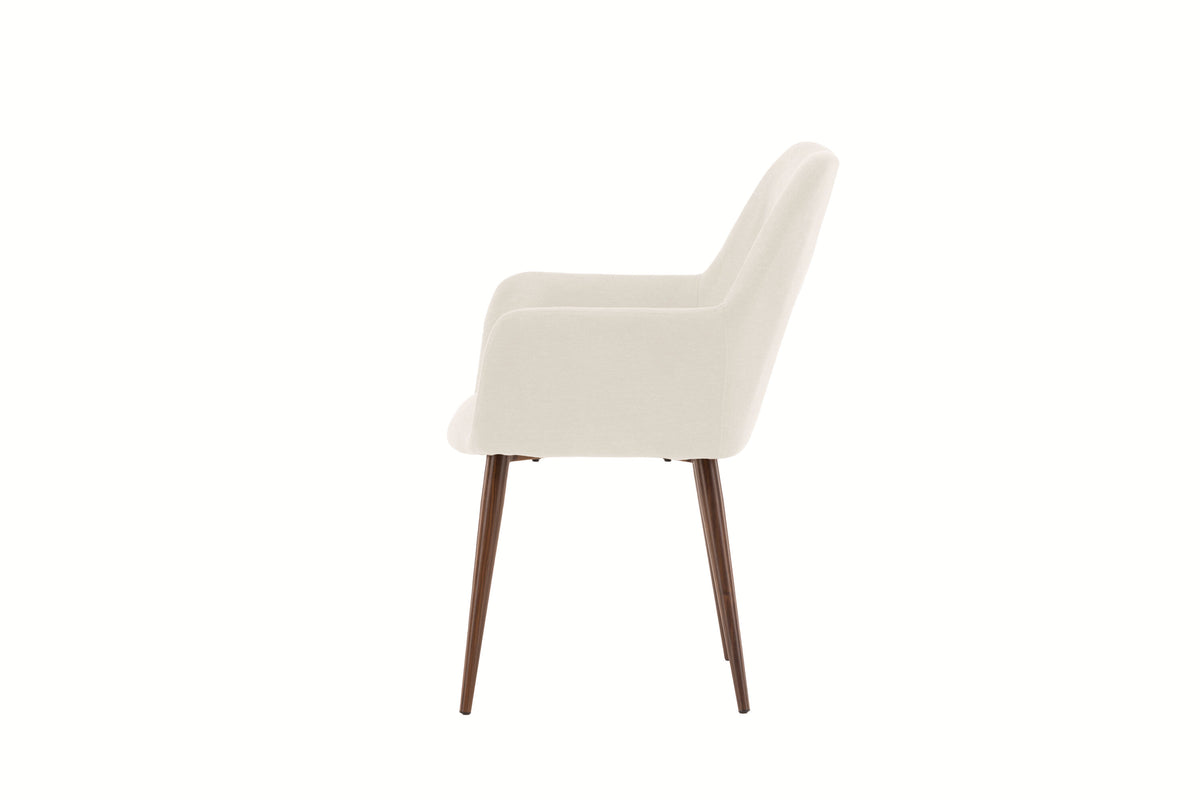 Tomorrow matstol 2-pack mockabrun och beige tyg med linnestruktur