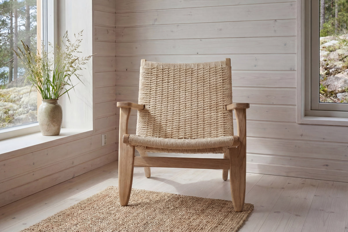 Lazy fåtölj vitlaserad/beige