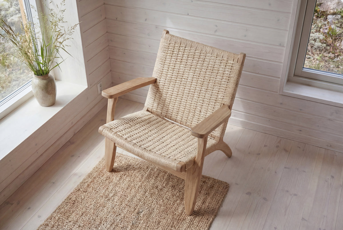 Lazy fåtölj vitlaserad/beige